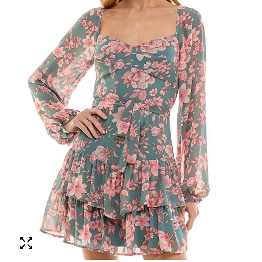 Crystal Doll Pink Floral Mini Dress
